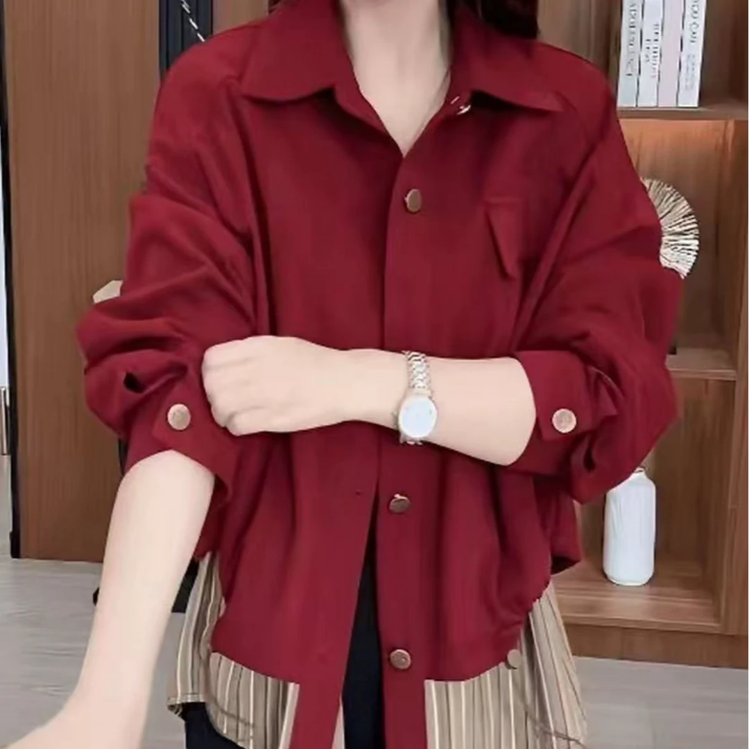 【现货现发】秋季新款设计感假两件拼接短外套女时尚减龄161