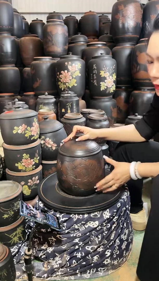 壶完品 茶叶罐 大龙蛋 牡丹花