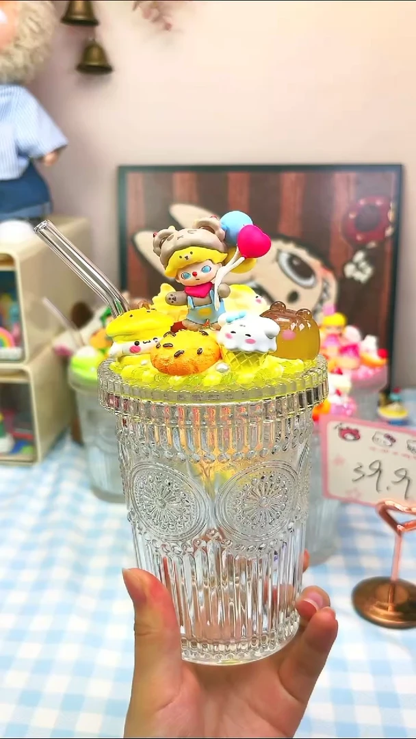 diy奶油胶改娃玻璃杯Dimoo
