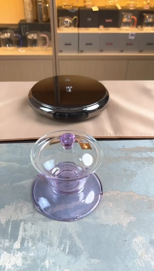 禾器 荷叶盖碗 浅紫色
