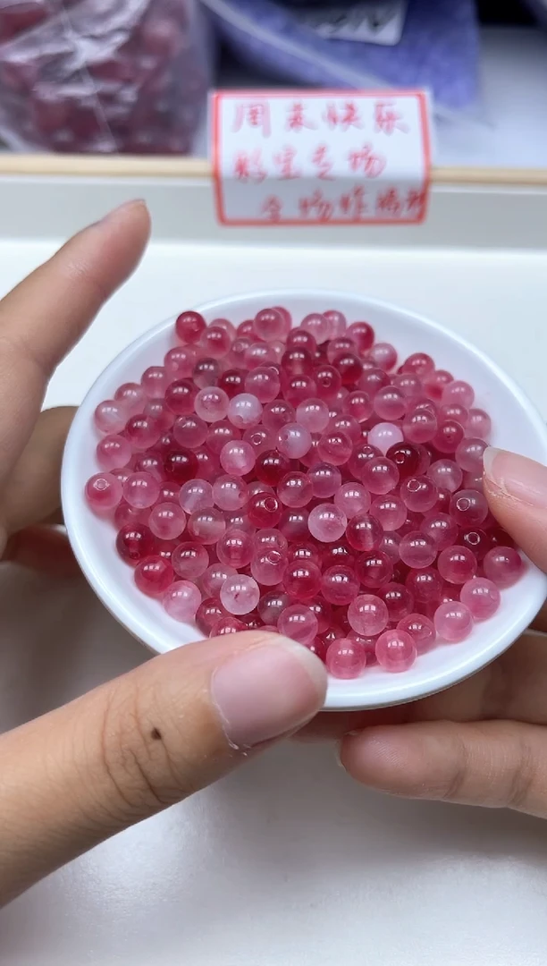 玛瑙/玉髓散珠未镶嵌B109桃 花 玉6mm50个9.9元