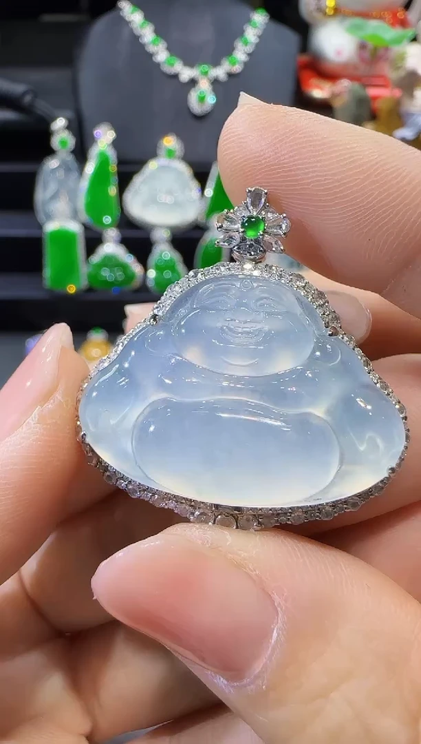 【闪购商品】翡翠吊坠(不含链)18K金镶嵌佛公