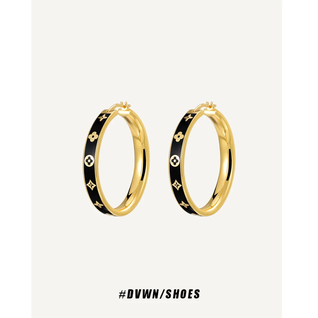 铜合金耳饰 【花簇系列】老花珐琅四叶草耳钉