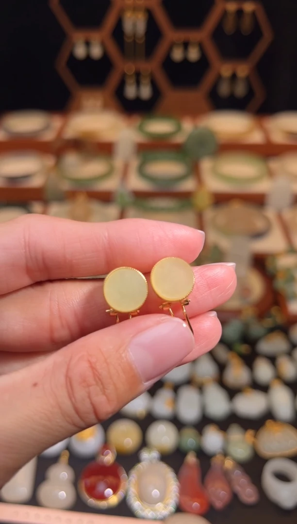 银S925镶嵌和田玉耳饰福利