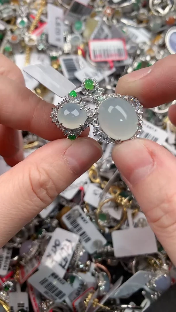 银S925镶嵌戒指翡翠5555----2