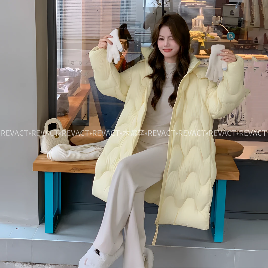 90白鹅绒！江南同款长款羽绒服冬女保暖廓形泡芙极简风长款时尚