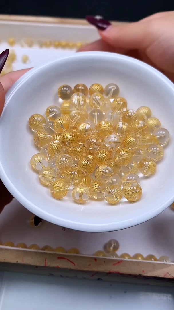 未镶嵌珠宝半成品水晶E527 白水晶金心经8mm10颗9.9元