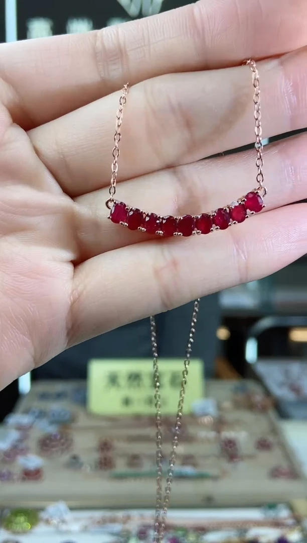 【闪购商品】红宝石颈饰银S925镶嵌颈饰