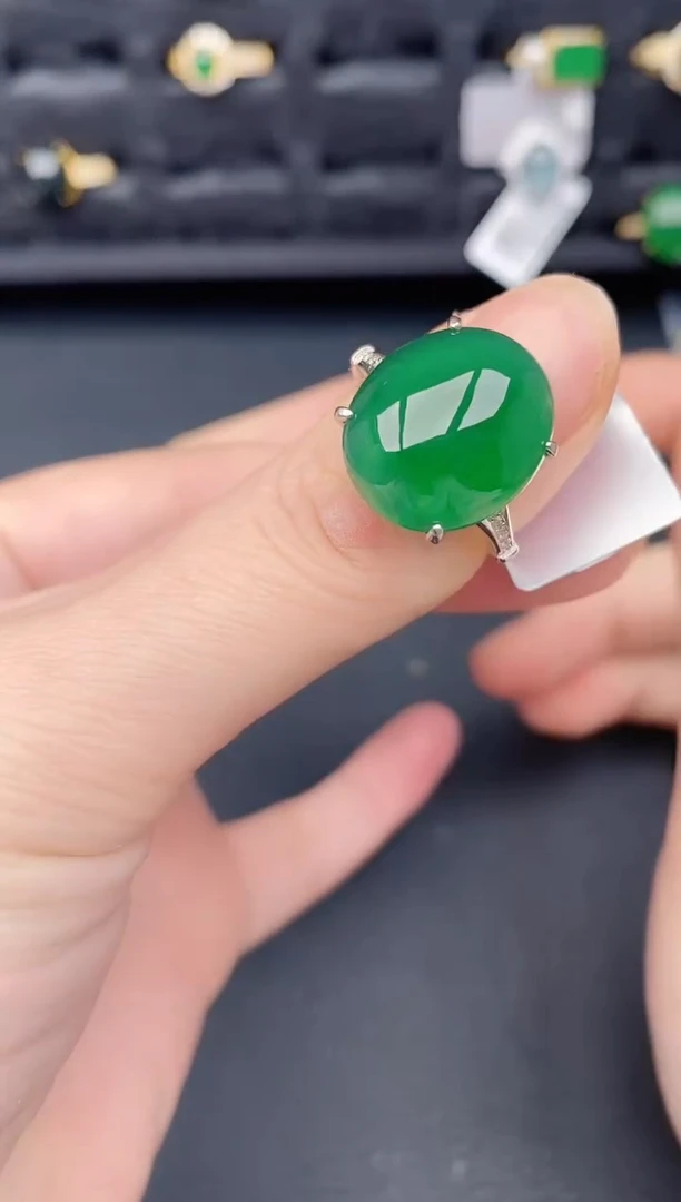 银S925镶嵌戒指翡翠天然a货翡翠314