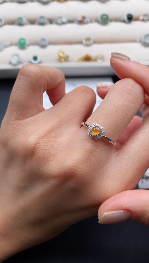 银S925镶嵌戒指翡翠缅甸天然A货翡翠33  1-10