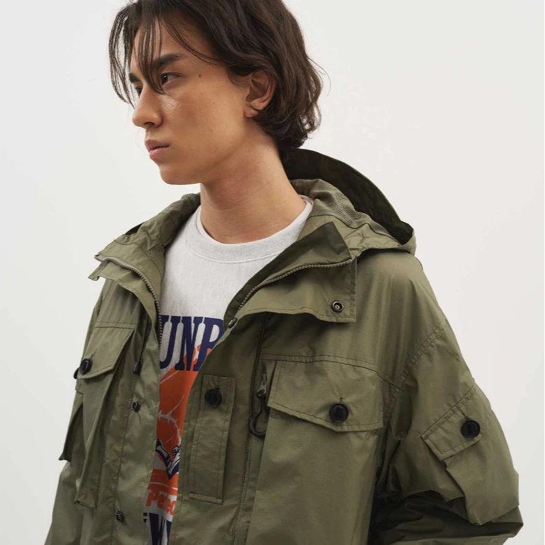 外套春秋运动休闲宽松连帽防水时尚户外防风男士潮流中长款登山