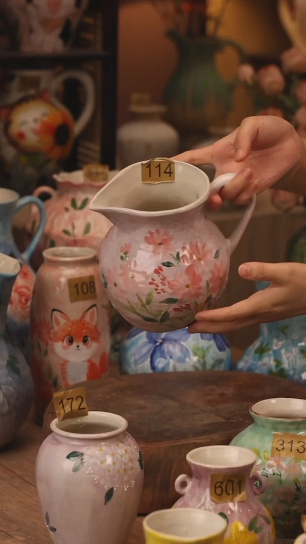 陶瓷114景德镇设计师手作花器摆件侘寂风