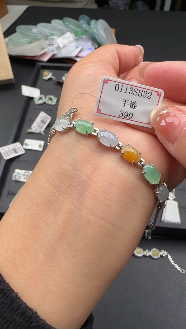 【闪购商品】翡翠手链银S925镶嵌0113SS32