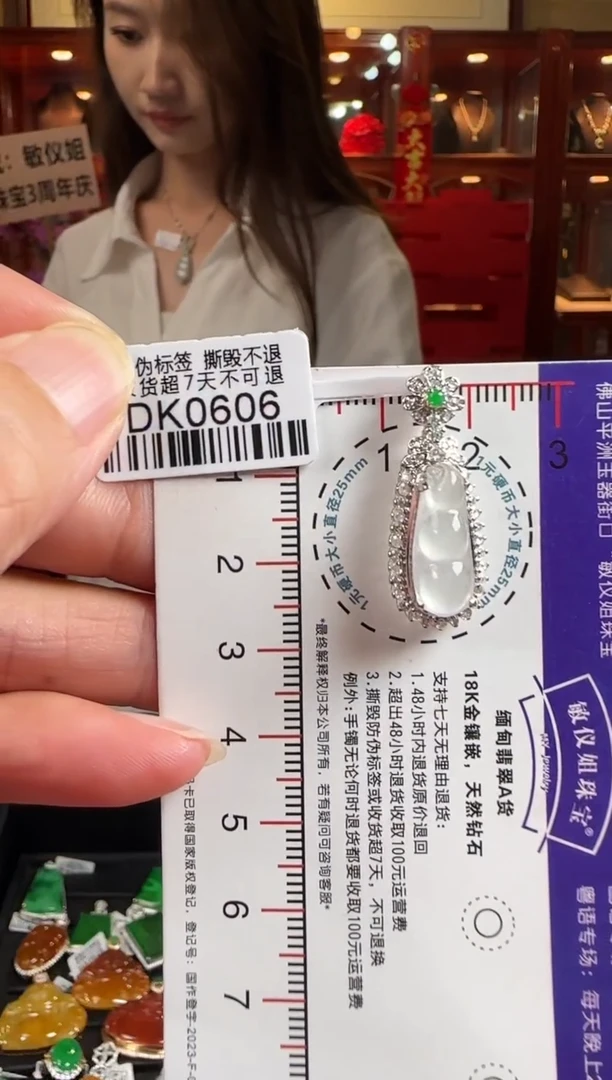 翡翠18K金镶嵌颈饰DK0606 冰豆豆