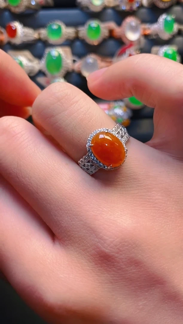 银S925镶嵌戒指翡翠天然