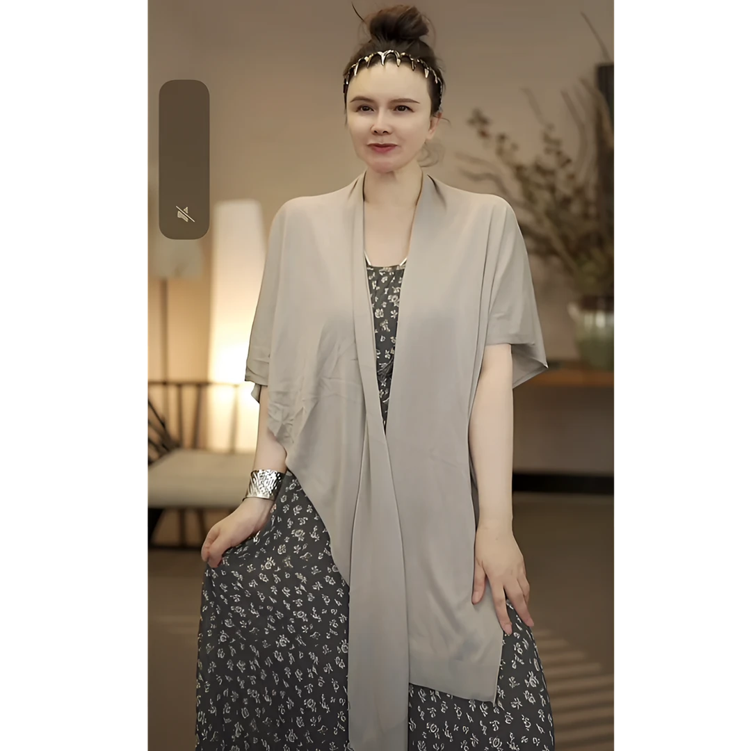 YEFAN轻奢时尚女装气质穿搭法式披肩（灰 黑）