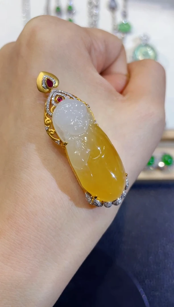 吊坠(不含链)18K金镶嵌翡翠团购5