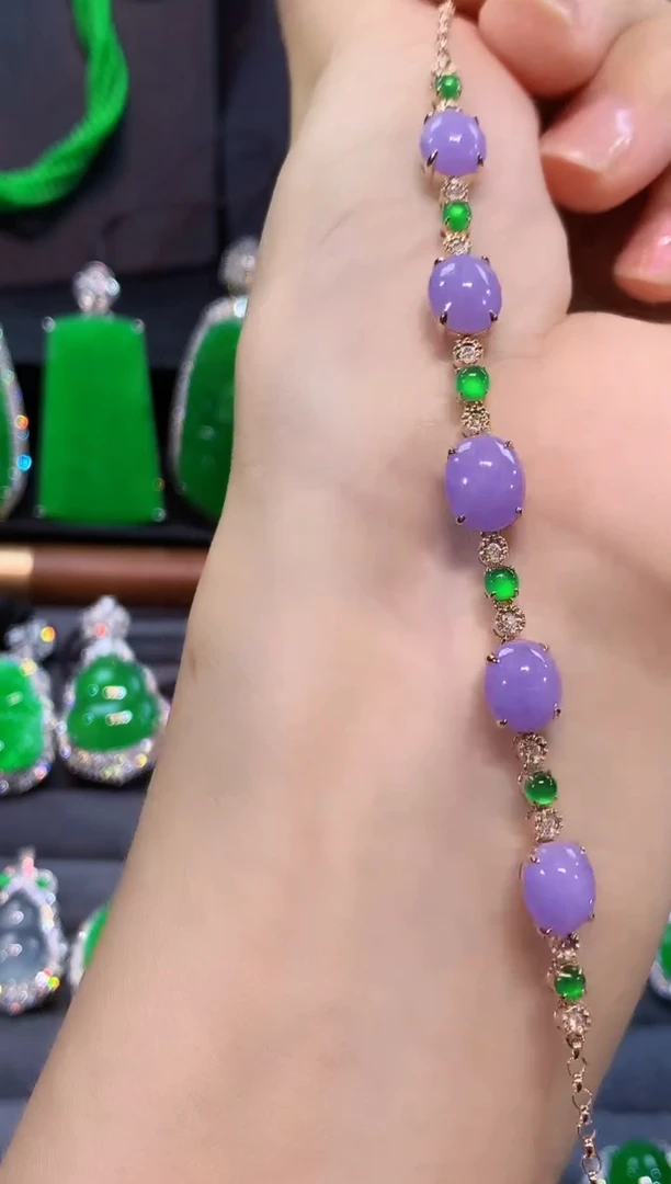 18K金镶嵌手链翡翠手链