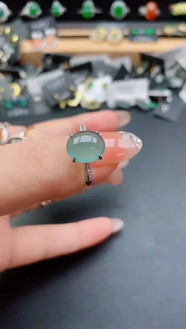 银S925镶嵌戒指翡翠1