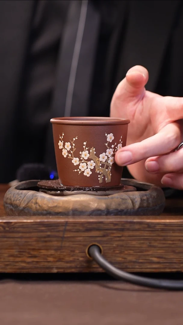 茶壶紫砂紫泥 主人杯 泥绘ZYT