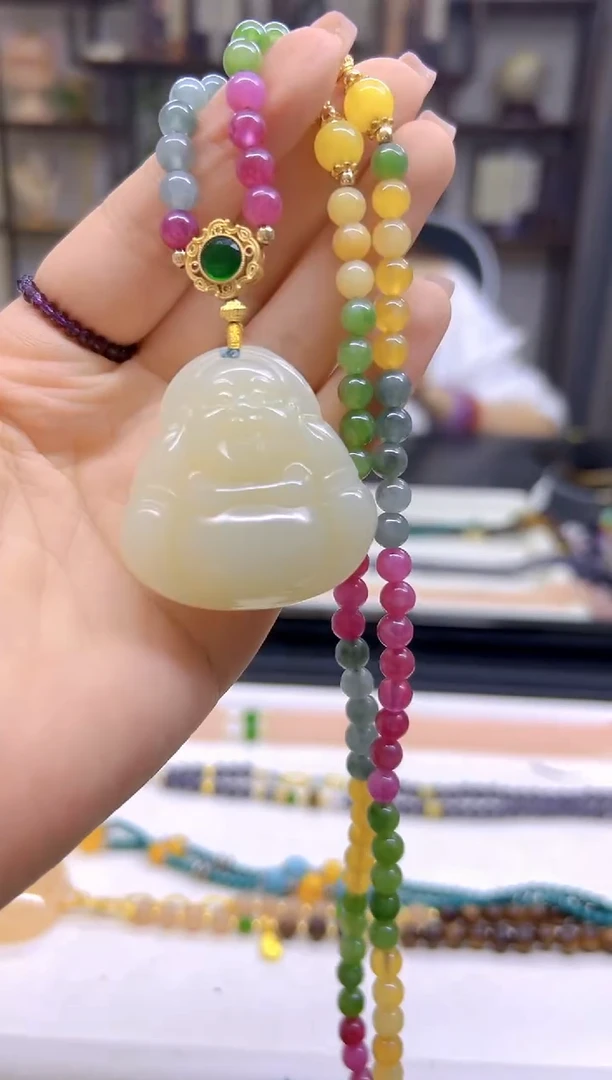 和田玉未镶嵌毛衣链DIY款M214