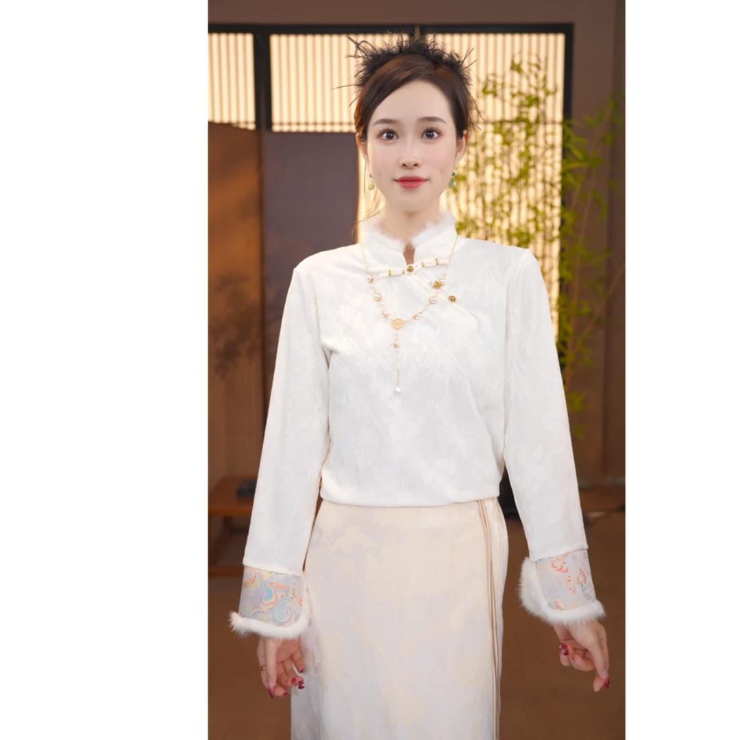 CJ【月白】秋季新款新中式提花精致百搭上衣YY25093003