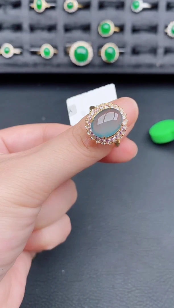 银S925镶嵌戒指翡翠天然a货翡翠326