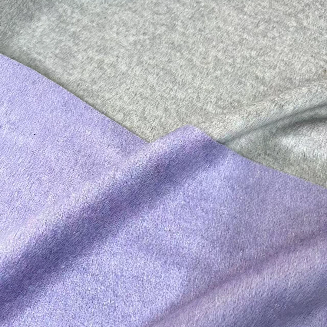 高端精品双面双色香芋紫灰羊绒布料定制商品不支持退货