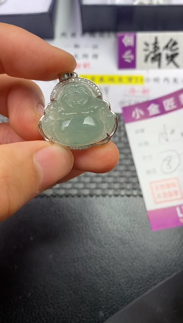 颈饰银S925镶嵌翡翠吧*挂件