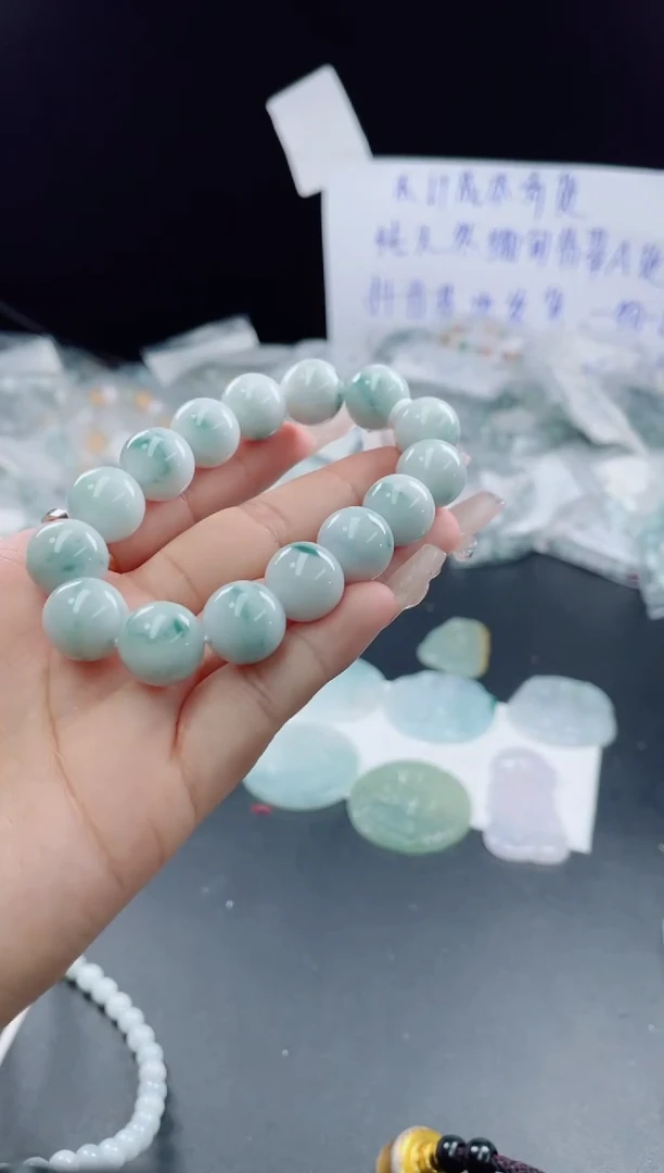未镶嵌定制翡翠珠串13.8