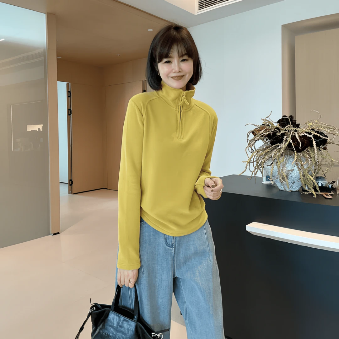 大码磨毛加厚拉链高领长袖t恤女秋冬胖mm显瘦外穿德绒打底衫上衣