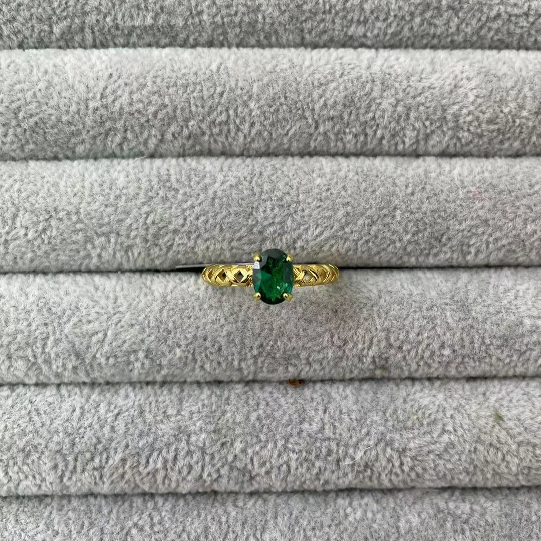 Q培育祖母绿哥伦比亚矿区高定祖母绿简约百搭通勤戒指07878