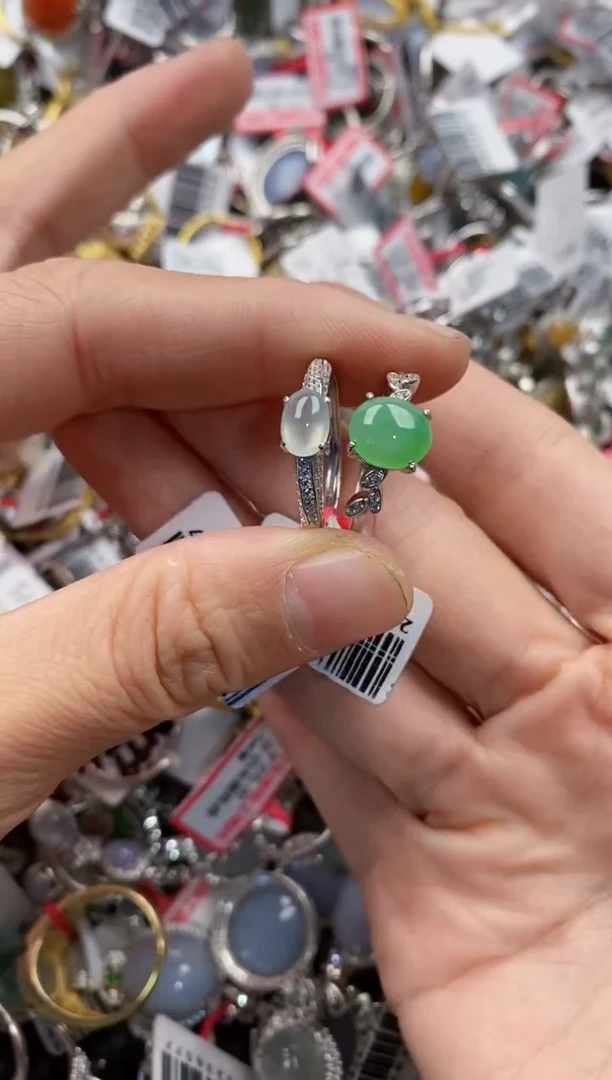 银S925镶嵌戒指翡翠333------1