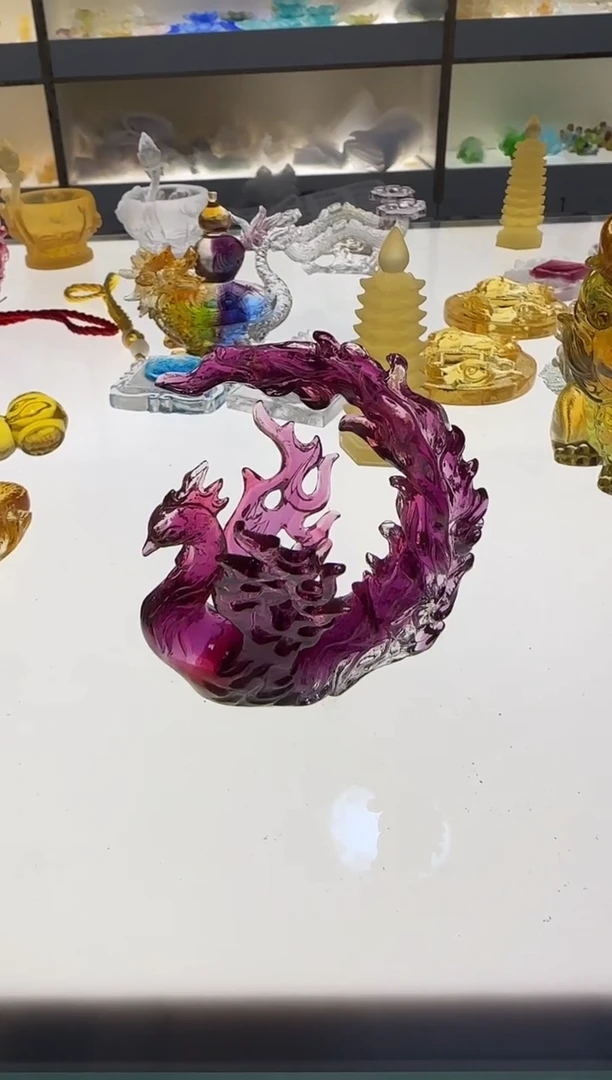 手工艺品琉璃肥**爹凤凰红色