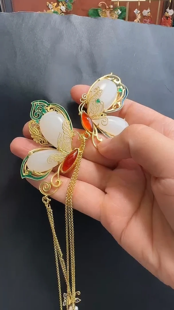 银S925镶嵌和田玉耳饰耳饰