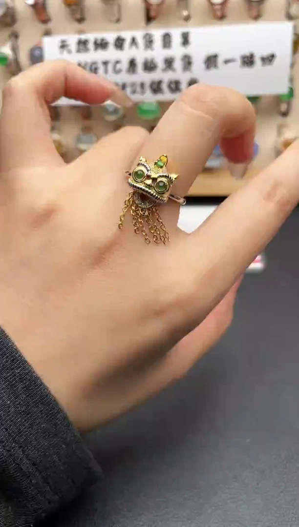 银S925镶嵌戒指翡翠一物一证一礼盒