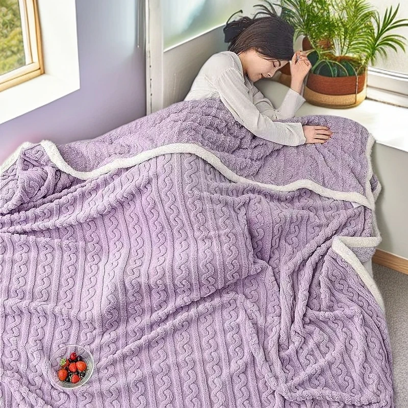 BL秋冬加绒加厚塔芙蓉毯孤品清货多功能床上用品-4