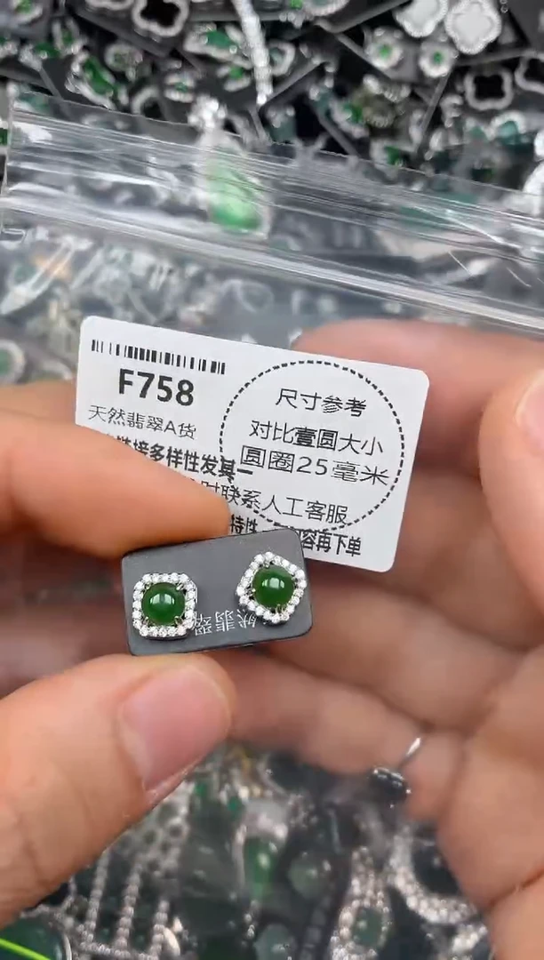 颈饰未镶嵌翡翠F758耳钉
