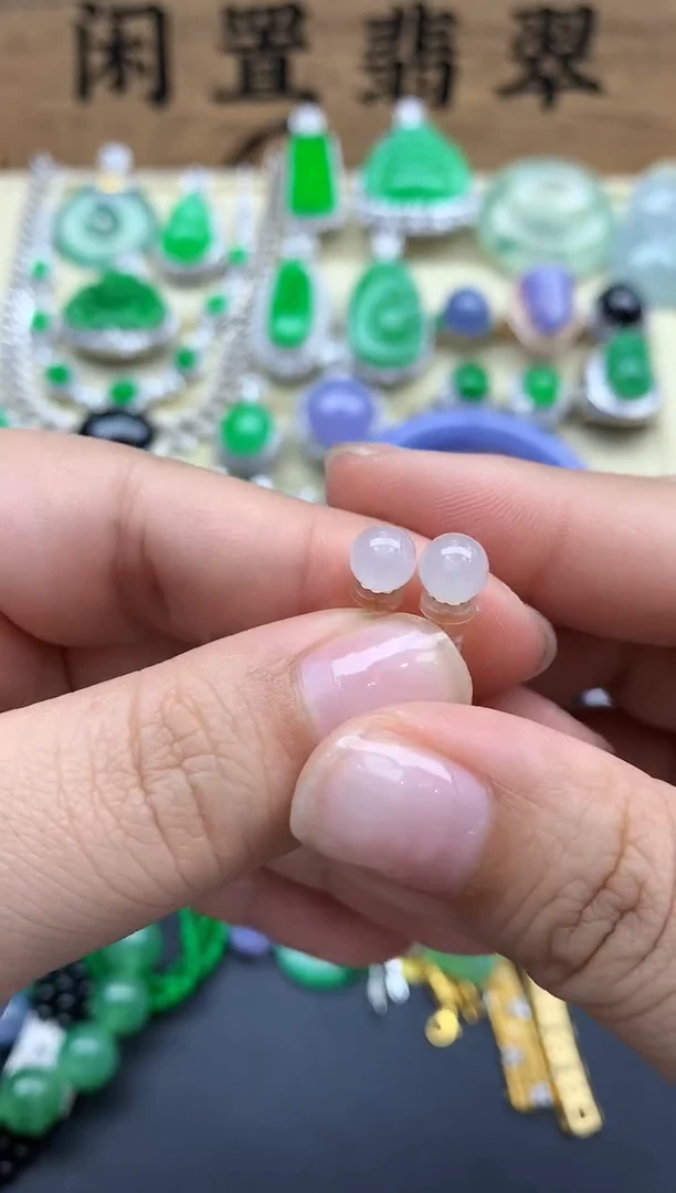 翡翠18K金镶嵌耳饰221-春日珠宝