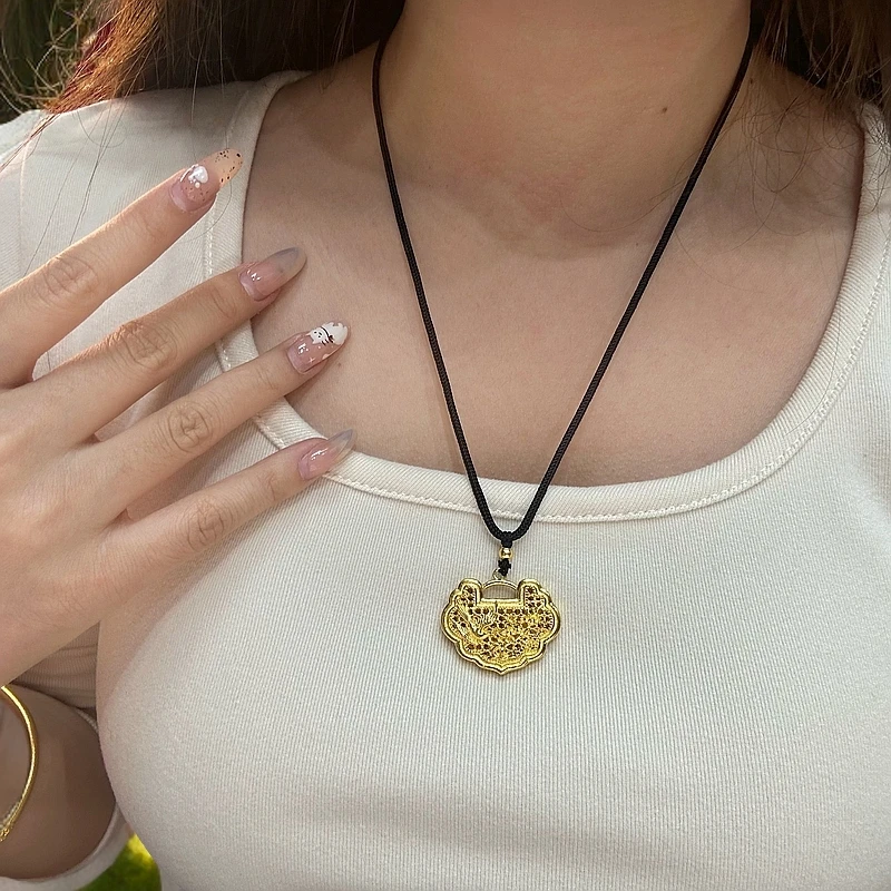 吊坠足银 19-1喜上眉梢吊坠女编绳好运精致平安锁挂坠送宝宝礼物