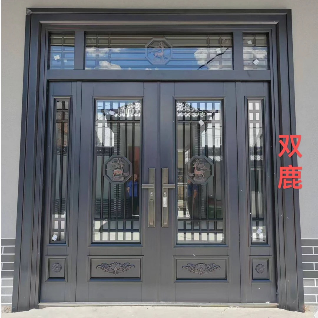双鹿/别墅门/玻璃4开带玻璃门眉
