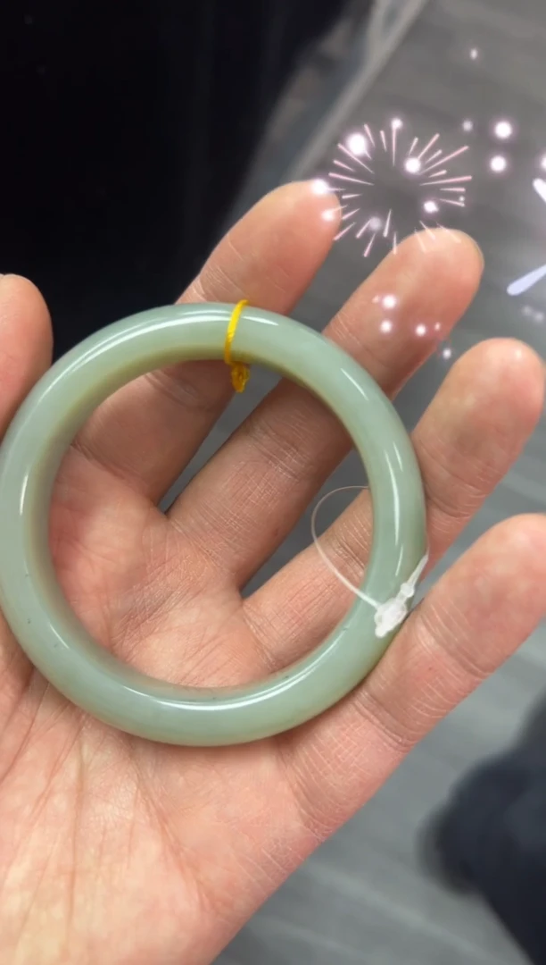 未镶嵌手镯和田玉那*云近矿青白玉59+手镯