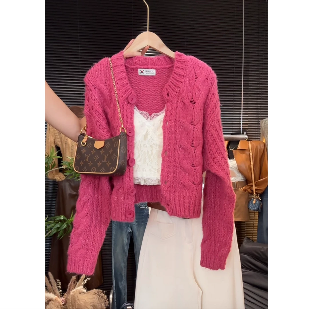 针织上衣慵懒风针织衫保暖镂空毛针织衫气质秋季厚款