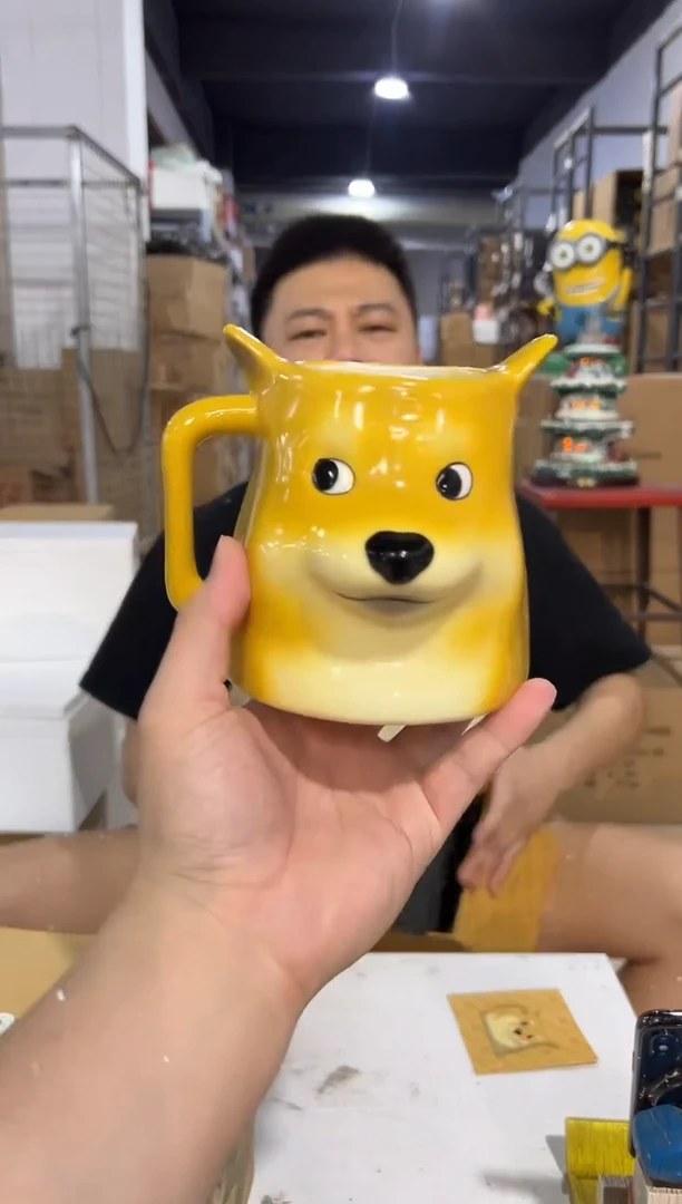 瓷片b款原盒柴犬水杯微瑕