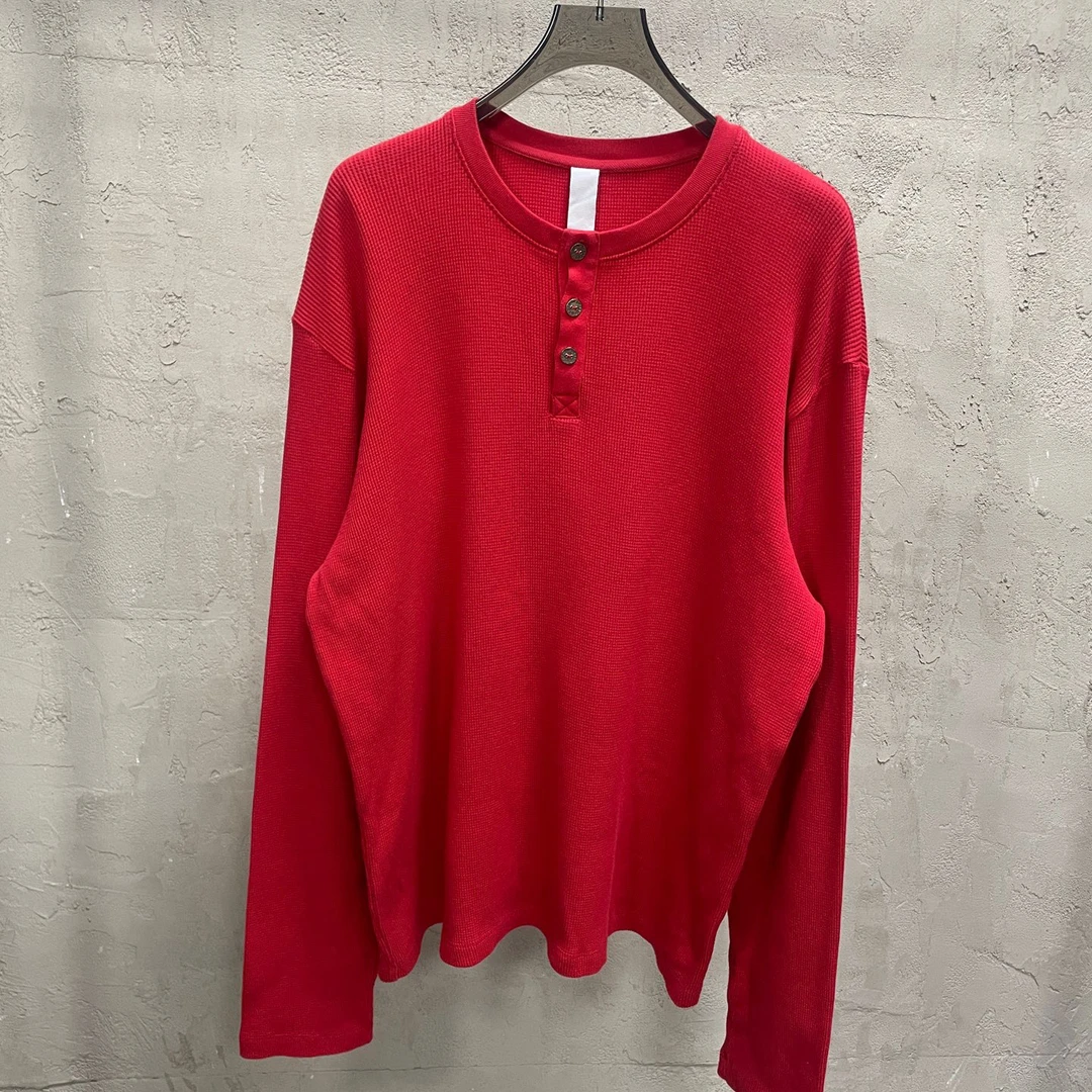 未使用 Chrome Hearts/克罗心 红色刺绣三十字架三银扣华夫格长袖