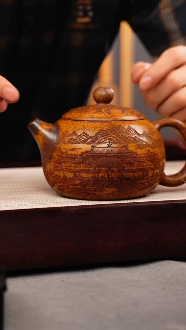 茶杯紫砂龙骨金砂 西施 宝地生财