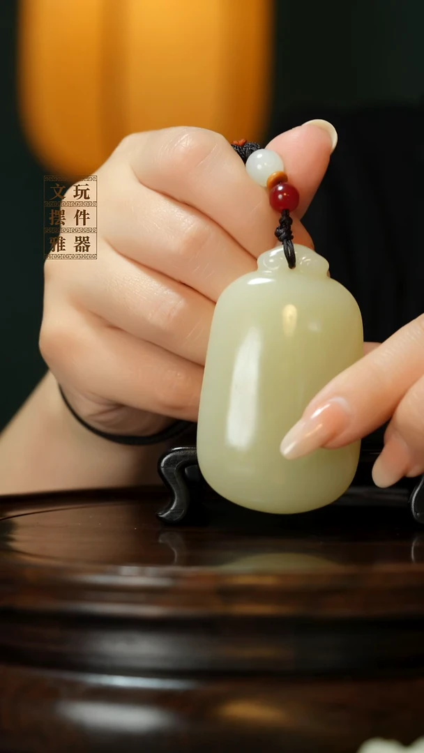 玉《平安如意无事牌》手把件摆件