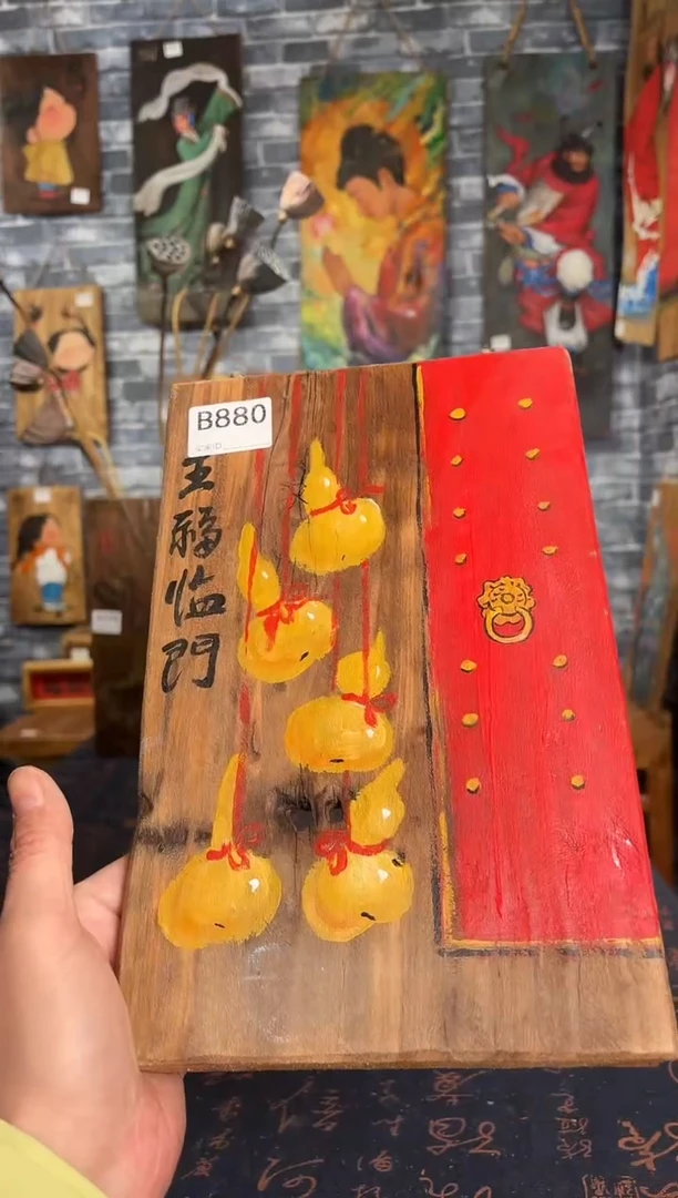 风化老门板丙烯画