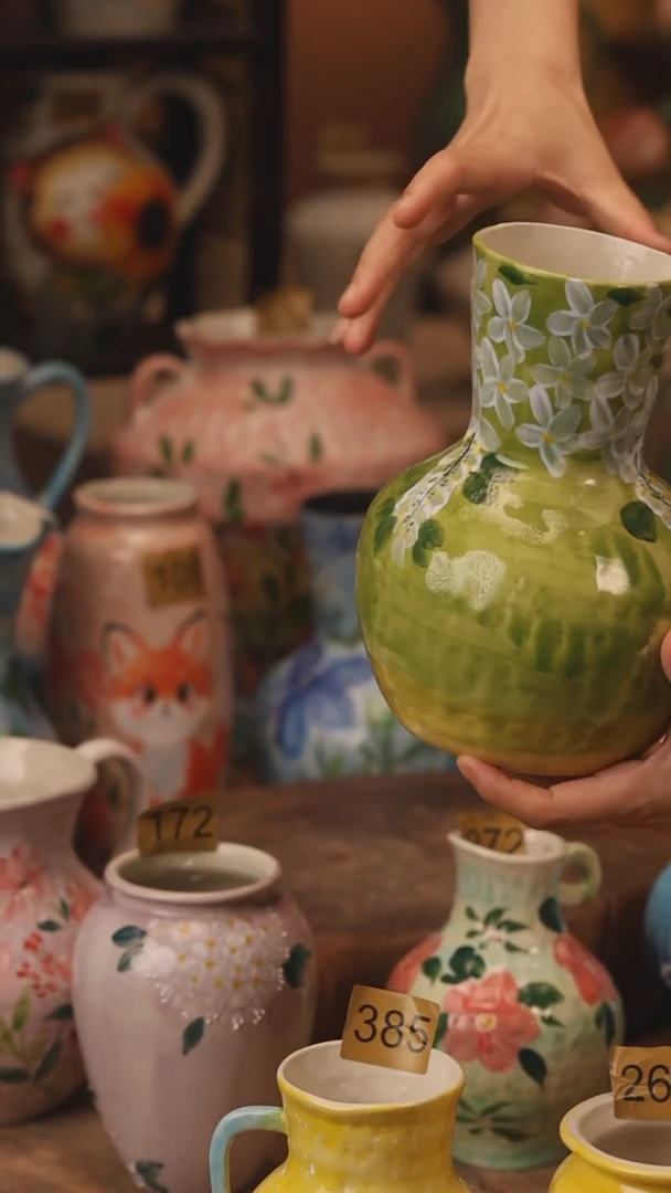 陶瓷420景德镇设计师手作花器摆件侘寂风