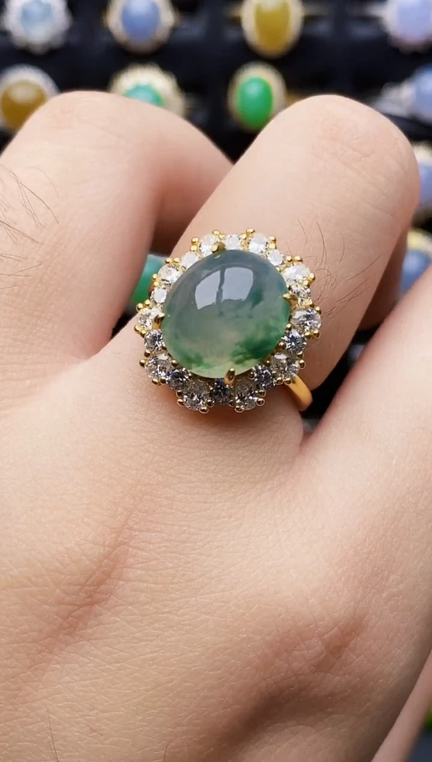 银S925镶嵌戒指翡翠5038